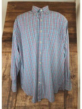 Peter Millar Mens Multicolor Check Button-Down Shirt XL